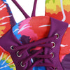 Lace Up Tie Dye Padded Tankini Swimsuit