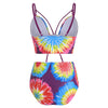 Lace Up Tie Dye Padded Tankini Swimsuit