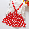 Polka Dot Girl Dress Round Collar Long Sleeve Cartoon Pattern Cotton Children Garment