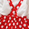 Polka Dot Girl Dress Round Collar Long Sleeve Cartoon Pattern Cotton Children Garment