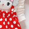 Polka Dot Girl Dress Round Collar Long Sleeve Cartoon Pattern Cotton Children Garment