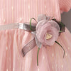 Flower Mesh Girl Princess Dress Round Collar Short Sleeve Comfortable Children Garment