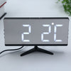 LED Mirror Digital Alarm Clock Multifunction Snooze Display Time with Bracket