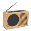 LED Bamboo Digital FM Radio Alarm Clock for Home Bedroom Office