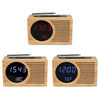 LED Bamboo Digital FM Radio Alarm Clock for Home Bedroom Office