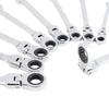9PCS 8 - 19mm Flexible Head Ratchet Wrench Dual-use Gear Spanners