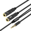 Headphone Microphone 3.5mm One Male to Two Female Ports Audio Line Converter