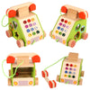 Wooden Simulated Telephone Shape Digital Cognitive Toys for Children's Early Education