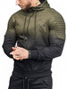 Sports Full Zipper Gradient Print Shoulder Pleated Hoodie