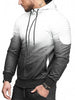 Sports Full Zipper Gradient Print Shoulder Pleated Hoodie