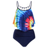 Spiral Tie Dye Lattice Tummy Control Tankini Swimwear
