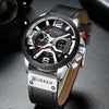 Curren M8329 Luxury Male Watch Men Digital Calendar Display Waterproof Leather Quartz Wrist Watch