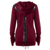 Criss Cross Back Lace Insert Zipper Hoodie