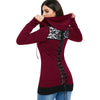 Criss Cross Back Lace Insert Zipper Hoodie