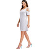Criss Cross Sleeve Round Neck Shift Dress