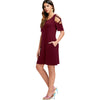 Criss Cross Sleeve Round Neck Shift Dress