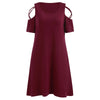 Criss Cross Sleeve Round Neck Shift Dress