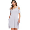 Criss Cross Sleeve Round Neck Shift Dress