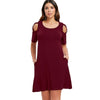 Criss Cross Sleeve Round Neck Shift Dress