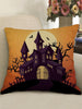 Halloween Castle Moon Print Square Pillowcase
