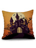 Halloween Castle Moon Print Square Pillowcase