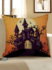 Halloween Castle Moon Print Square Pillowcase