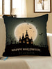 Halloween Castle Moon Letter Printed Square Pillowcase