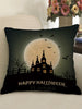 Halloween Castle Moon Letter Printed Square Pillowcase