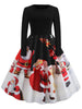 Santa Claus Print Long Sleeve Christmas Dress