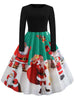 Santa Claus Print Long Sleeve Christmas Dress
