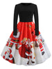 Santa Claus Print Long Sleeve Christmas Dress
