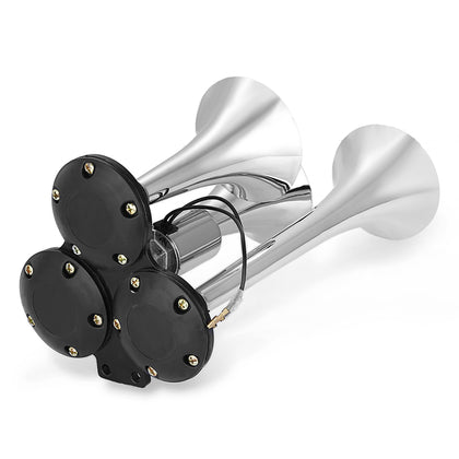 135dB Triple Trumpet DC 12V / 24V Vehicle Air Horn for Car / Truck / Boat / SUV / Train