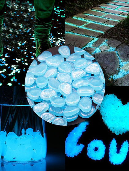 100 Pcs Aquarium Fish Tank Ornaments Luminous Resin Stones