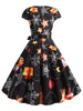 Santa Claus Gifts Cap Sleeves Belted Christmas Dress
