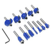 12pcs 1/4" Shank Router Bit Milling Cutter Woodworking Tool for Electric Hand Trimmer