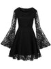 Flare Sleeve Back Zipper Plus Size Lace Dress
