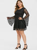 Flare Sleeve Back Zipper Plus Size Lace Dress
