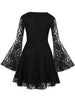 Flare Sleeve Back Zipper Plus Size Lace Dress