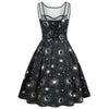 Sun and Moon Print Lace Panel Sleeveless Dress