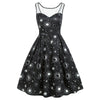 Sun and Moon Print Lace Panel Sleeveless Dress