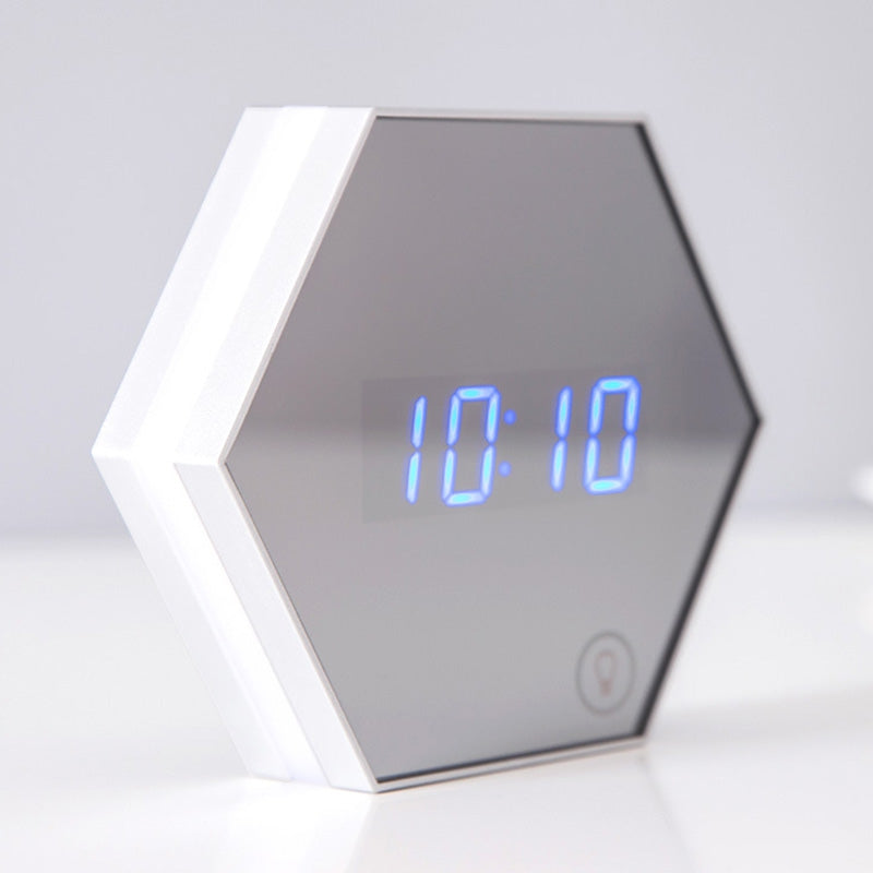 Smart Home Multi-function Mirror USB Bedroom Alarm Clock Night Light