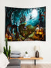 Halloween Pumpkin Castle Witch Pattern Print Tapestry