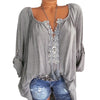 Plus Size Lace Crochet Roll Up Sleeve Blouse