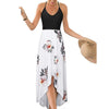 Women Sexy Strapped Backless Patchwork Floral Print Maxi Dress