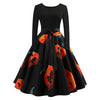 Halloween Pumpkin Print Flare Dress