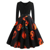 Halloween Pumpkin Print Flare Dress