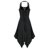 Buckle Strap Cut Out Lace-up Handkerchief Gothic Dress