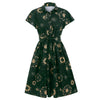 Sun Moon and Star Print Belted Skater Dress