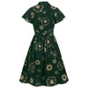 Sun Moon and Star Print Belted Skater Dress