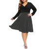 Dots Long Sleeve Surplice Plus Size Dress